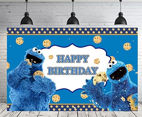 Cookie Monster pozadina za rođendanske potrepštine 5x3ft crtani baner za dekoracije ulične zabave