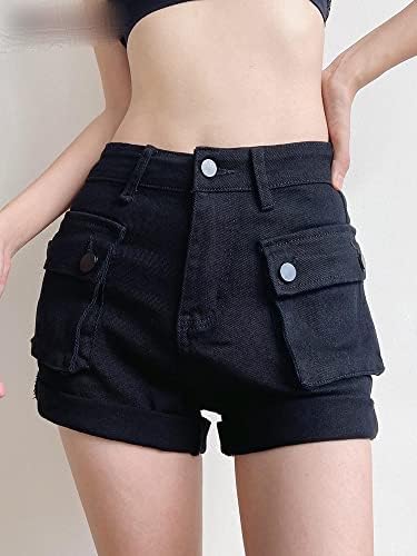 Traper teretni hlače šorc za žene šik kratke hlače visokih struka Vintage casual džepovi s čvrstim kratkim hlačama žene