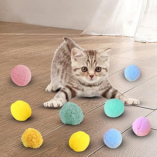 HHory 10pcs kuglice za igračke mačke okrugle mačke pom pom krznene kuglice, šarena kugla za kućnu ljubimcu za mačke interaktivni trening
