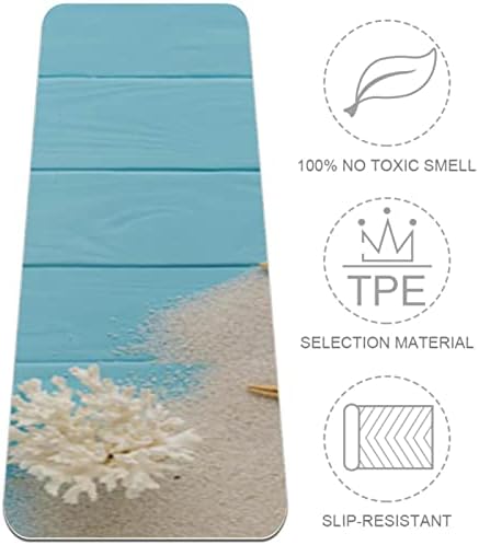 SDLKFRELI 6mm Extra Thick Yoga Mat, pijesak Seashells Print Eco-Friendly TPE vježbe Mats Pilates Mat sa za jogu, trening, Core Fitness