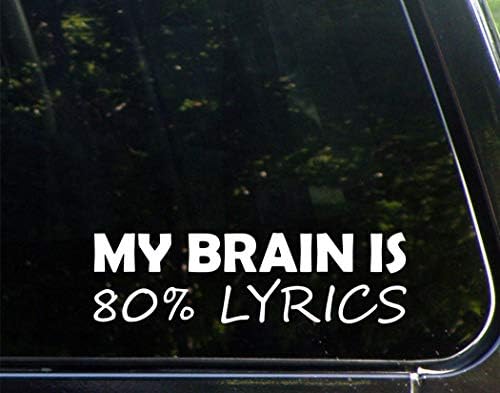Moj mozak je 80% pjesama lyrics -Za Cars Funny Car Vinyl Bumper naljepnica naljepnica naljepnica | Bijela | 8,75 inča