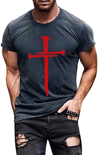 XXBR casualske majice za muškarce kravata Crewneck kratki rukav T majice Vintage ulje slika Vjera Isus Cross Print Tees