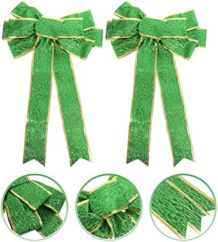 St. Patricks Dan vijenac Bow: Zeleni Bowknot 2pcs Irski rebrani ukrasi za diy Crafts Sveti Patricks Day Dekoracije