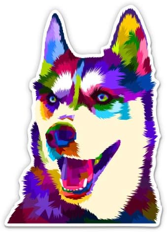 Husky Colorful Dog Pop Art - 3 Vinilna naljepnica - za automobilski telefon za laptop Telefon za boce - vodootporan naljepnica