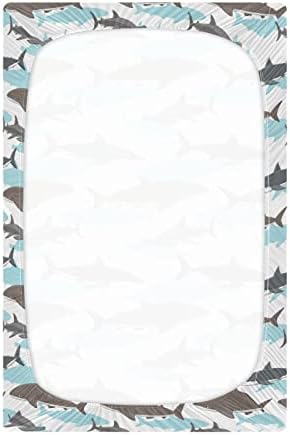 Sharks listovi za dječake Dječji paket i reprodukcijski listovi prenosivi mini krevetići sastavljeni kreveti za kreveti za standardne