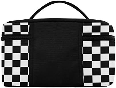 Mala karirana crno-bijela kvadratna kutija za ručak torba za ručak izolovana torba za ručak za žene / muškarce / piknik/brod/plaža/ribolov/škola