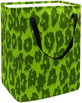 Zeleni Leopard uzorak Crni Print sklopiva korpa za veš, 60L vodootporne korpe za veš kanta za veš igračke skladište za spavaonicu