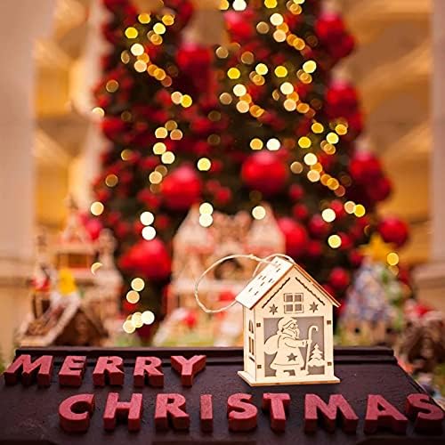 Kuglična ukras Garland House Prozor poklon Božićni blistav drveni ukrasi Diy ukras ukras ukras i vise Božić Tri ukrasa