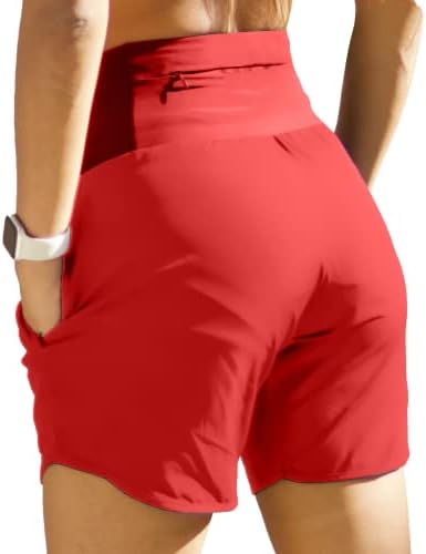 Yaghzu ženske atletske kratke hlače za visoke strukske kratke hlače Brze suhe trke za žene sa džepovima sa zatvaračem i mrežaste obloge