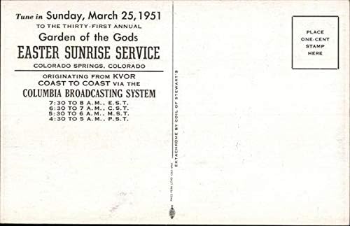 Vrt bogova - usluga Uskršnjeg izlaska sunca Colorado Springs, Colorado CO originalna Vintage razglednica