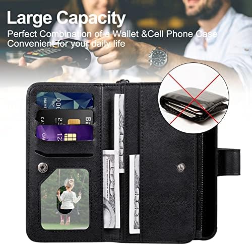 Jzases futrola za iPhone 14 Pro, 2 u 1 magnetna odvojiva torbica za Novčanik, PU kožna Navlaka za telefon sa držačem kartice za iPhone