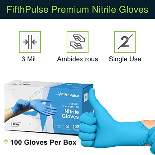 PethethPulse Blue Nitril Medicinske rukavice srednje, 100 grofa - hirurški razreda Latex Besplatne rukavice za jednokratnu upotrebu
