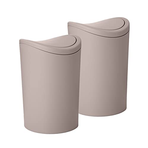 Mala plastična kanta za smeće za kupatilo sa poklopcem 2 pakovanja 6 litara, Taupe Mini kanta za otpad 0,75 galona, moderna kanta