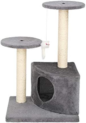 Sulive Cat Tree, mačji toranj od 28 inča sa stanovima, stubovima za grebanje, mačje kuće za zatvorene mačke sive