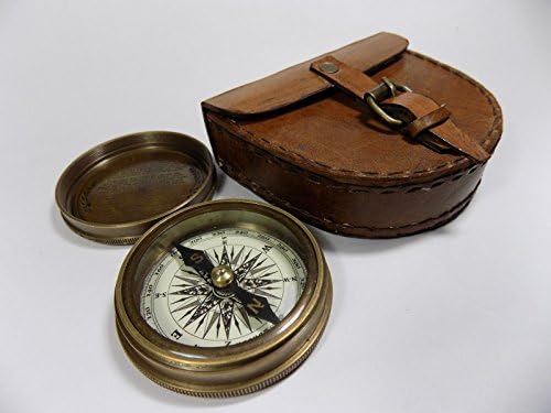Autentični mesingani džepni kompas za mesingiranje sa kožom rustikalni vintage Home Decor pokloni