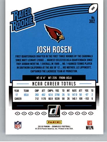 2018 Donruss Fudbal 302 Josh Rosen RC Rookie Card Arizona Cardinals ocijenjena je rookie službena NFL trgovačka kartica