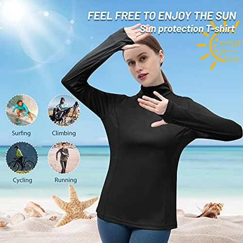 Ženski aktivni Dry-Fit Quarter Zip Dugi rukav UPF 50+ vrhovi za zaštitu od sunca Workout vanjske UV majice sa rupicama za palac