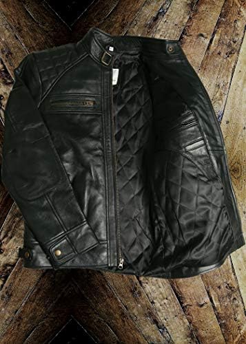Muška bajkerska jakna od prave kože crna / Vintage Brown motociklističke jakne od jagnjeće kože za muškarce