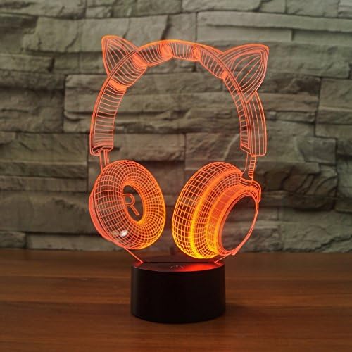 3D Cat Slušalice Slušalice noćno svjetlo stol optičke iluzije lampe 7 svjetla za promjenu boje LED stolna lampa Božić dom ljubav rođendan