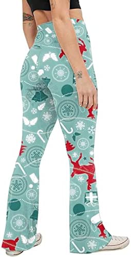 Qvkarw Božić Print Yoga pantalone za žene Flare Yoga široke pantalone za žene visokog struka Crne Flare helanke radne pantalone