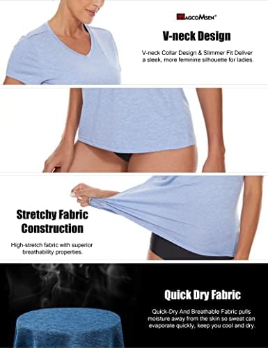 MagComsen ženska majica kratkih rukava Brza suha atletska majica za trčanje Workout Yoga Top TEE Performance Performance