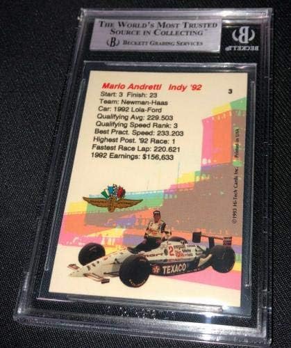 Mario Andretti potpisao 1993. Hi-Tech Indy Card Beckett 00012279245 - autogramirane nascar kartice