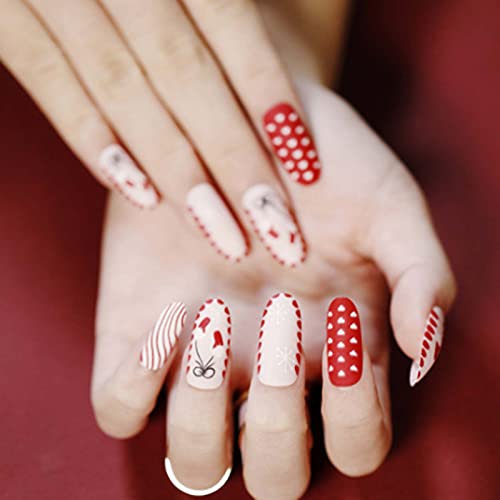 Kamize Red Press na noktima kratki Božićni ukrasi kvadratni lažni nokti slatki puni poklopac lažni nokti za žene i Djevojke24kom