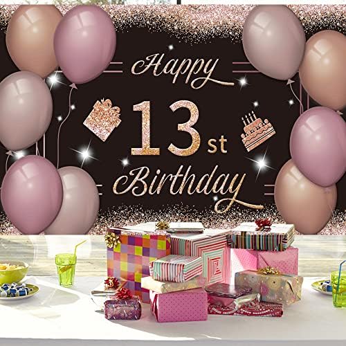 Happy 13St Birthday Backdrop Banner Black Pink 13th znak Poster 13 birthday party Supplies for Anniversary Photo Booth Photography