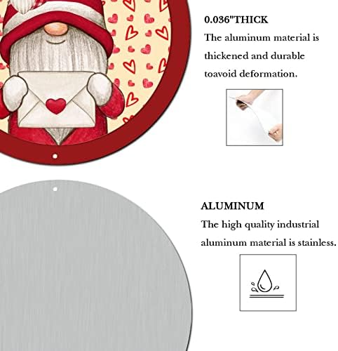 Okrugli metalni valentinovo vijenac znakovi GNOME crveni srčani uzorak Tin znak za odmor Vintage aluminijumski znak za kućnu kabinu