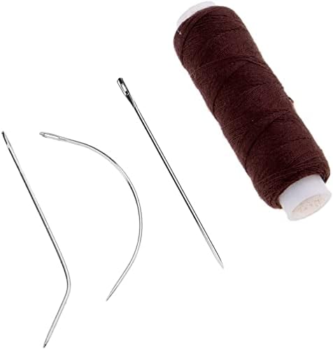 1 kom Hair Track Weft Weave Sew produžetak tkanja Thread & 3 kom J+I+C igle u obliku za profesionalnu ili DIY upotrebu - Brown Attractive