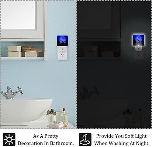 Plug-in noćna svjetla Set od 2, Galaxy Wolf Moon Automatski senzor sumraka do zore LED noćna lampa Home dekorativna lampa za djecu