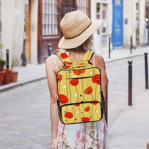 VBFOFBV ruksak za ženske pantalonske bakfa za laptop Travel Casual Torba, kukuruzni mak crveni cvjetovi točkice modernim
