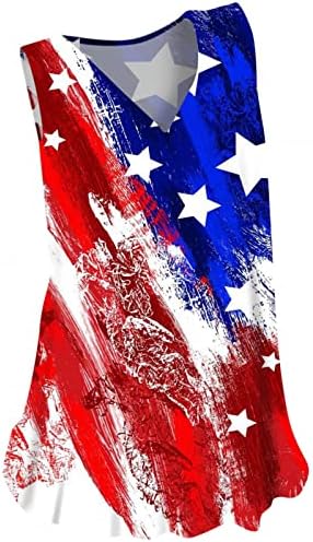 Qcemeni 4. srpnja Tenkovi za žene za žene Dan nezavisnosti Košulje Američka zastava Tunic V izrez Bluza bez rukava Ležerne prilike