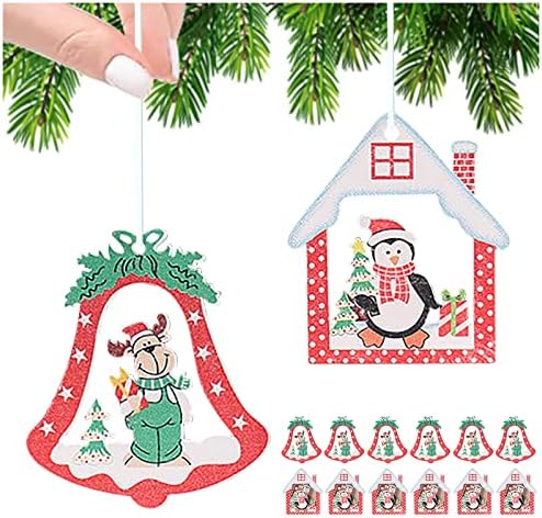 Ornamenti drveća Xmas Viseći 12pc Drveni božićni privjesci Kućni pahuljice Dekoracija vise očisti perle Garland