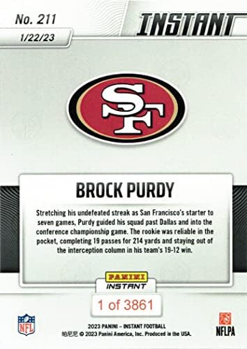 2022 Panini Instant Fudbal 211 Brock Purdy Rookie Card 49ers