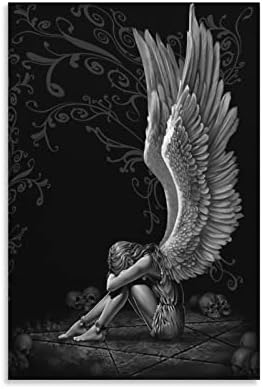 HDYDJS crno-bijela anđeoska krila Poster Umjetnost apstraktna gotika Fallen Angel platno slikarstvo posteri i grafike zidne umjetničke