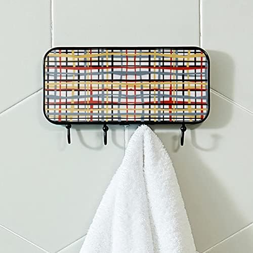 Lattice geometrijski print nosač zida zida, ulazni kaput nosač sa 4 kuka za kapute kaputi za ručnik torbica ogrtači kupaonica ulazi