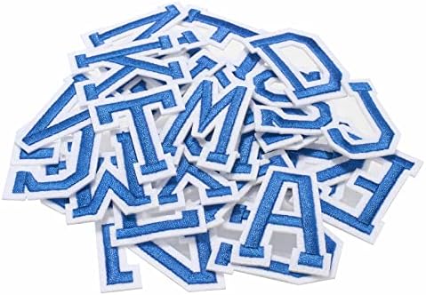 Onupgo 52 komada plavo gvožđe na slovima, šivajte slova sa vezom sa vezenim zakrpama s ukrasite značke za z z zakrpa, popravite uređaje