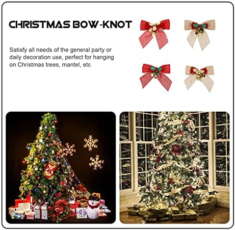 Happyyami 8pcs Božićni luk sa zvonima Xmas Mini Bowknot Craft Ornament Poklon oznake Božićno drvce Viseće ukrase