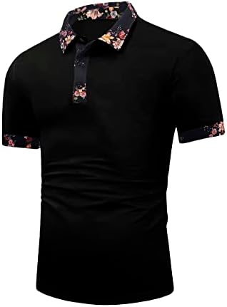 WDIRARA muški cvjetni gumb za ispis prednjih rukava na kratkim rukavima na majicu