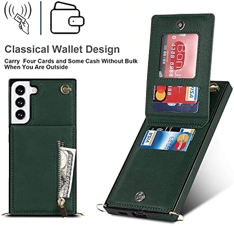 DEFBSC torbica za novčanik za Samsung Galaxy S22 Plus, futrola za kaiš za vrat sa trakom za vrat sa držačem za novčanik sa zatvaračem,