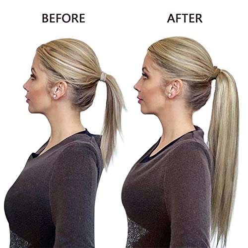 RUNATURE plavokosi rep ekstenzije ljudska kosa 18 inčni Magic Paste Real hair Tail rep Extension Hairpiece svijetlo smeđa sa Platinum
