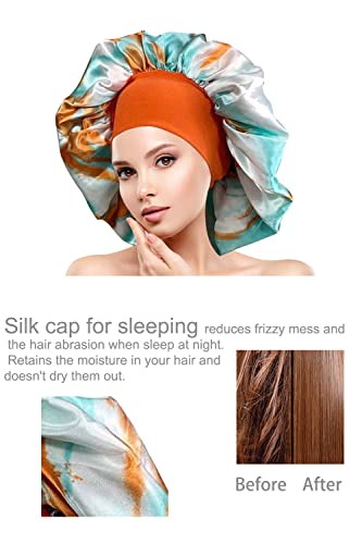 Silk Bonnet Satin Bonnet, elastična široka kosa za spavanje, za spavanje, kosu za žene kovrčava kose, jumbo poklopac za svu dugu kosu