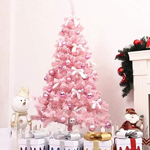 Amosfun 1pc Umjetno božićno pješačko ružičasto drvo sa božićnom loptom i bowknot visi