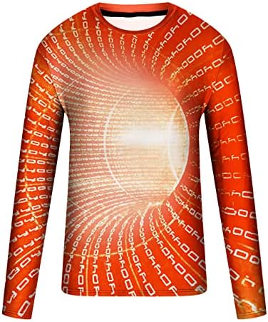 Muške majice sa dugim rukavima, ležerni okrugli vrat Osnovni pulover prostorno-vremenski tunel 3D štampane bluze sa majicama Plus