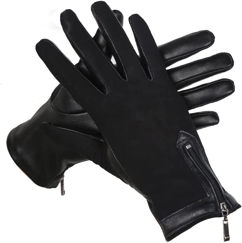 N / A Zipper kratke ženske kožne rukavice, ženske zimske rukavice ženske rukavice