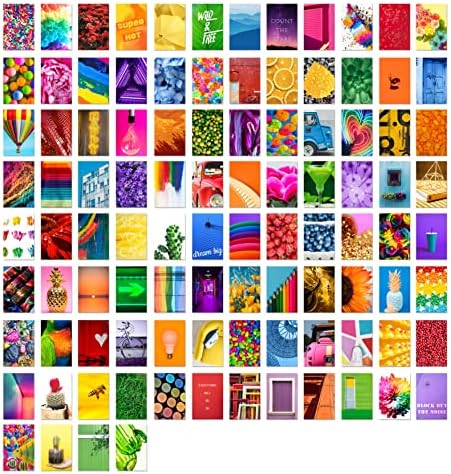 GSM marke zidni kolaž komplet Rainbow estetske slike Set od 100 4x6 inčnih pojedinačnih fotografija za studentsku sobu za tinejdžere