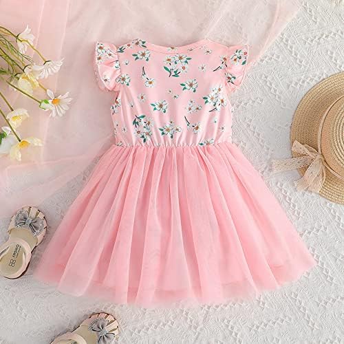 KAGAYD djevojke ljetna haljina male djevojke leteći rukav cvjetni printovi til princeza haljina haljine za plesne zabave odjeća za odjeću
