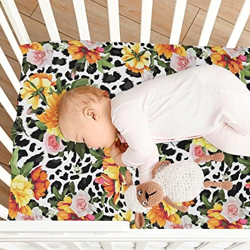 Cvjetni leopard Print Crib listovi za dječake Djevojke, dječji list za bebe za bebe za standardni madrac krevetića, posteljina od