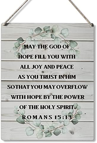 Inspirational Bible Poklon znakovi Neka vas Bog nade ispuni sav radost i mir Drveni viseći znakovi Religiozno pismo Art Zidni ukras
